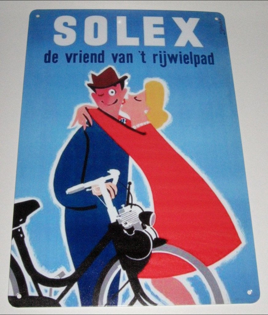 SOLEX : Metalen Bord Solex - De vriend van 't rijwielpad, Envoi, Neuf, Panneau publicitaire