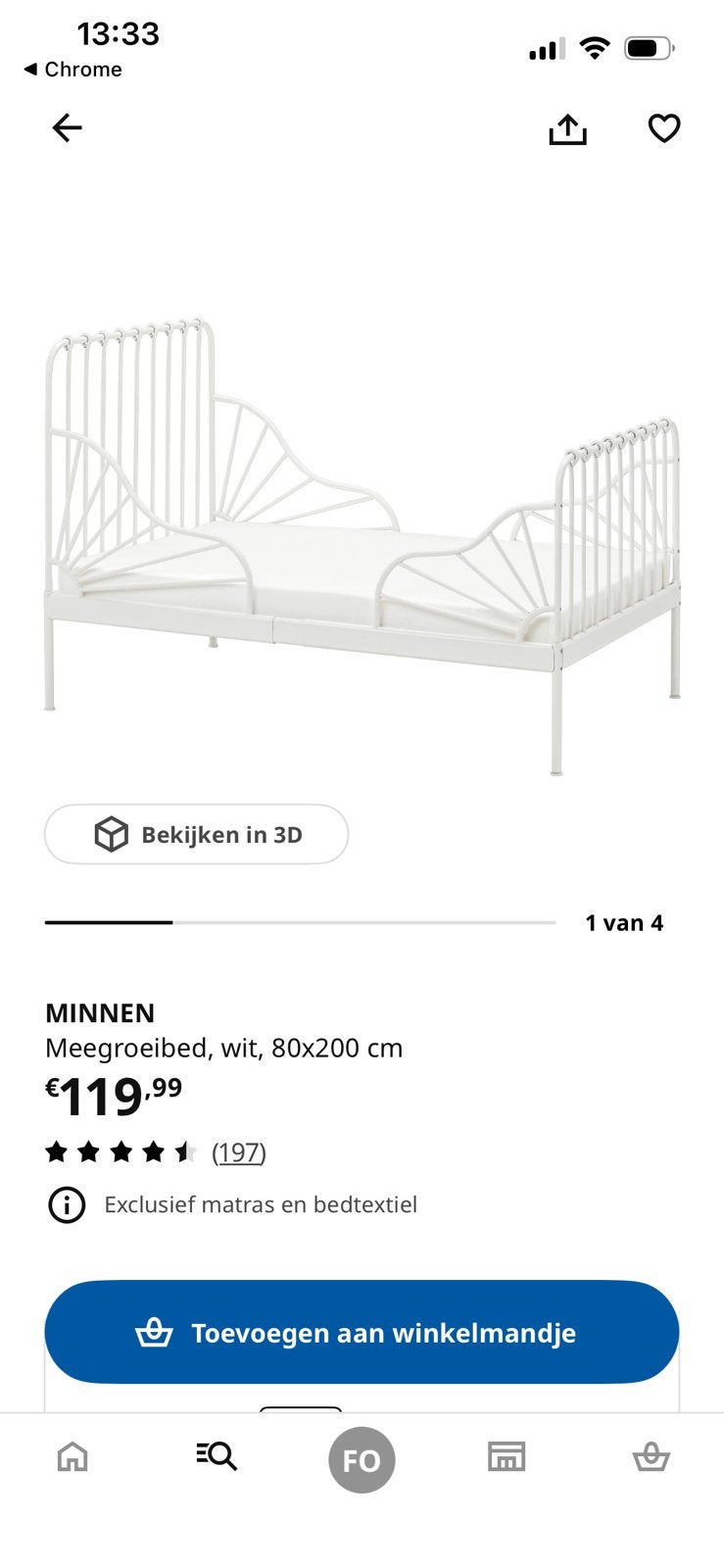 Meegroeibed incl matras, Kinderen en Baby's, Kinderkamer | Bedden, Ophalen, Hoogslaper of Stapelbed, 70 tot 85 cm, Zo goed als nieuw