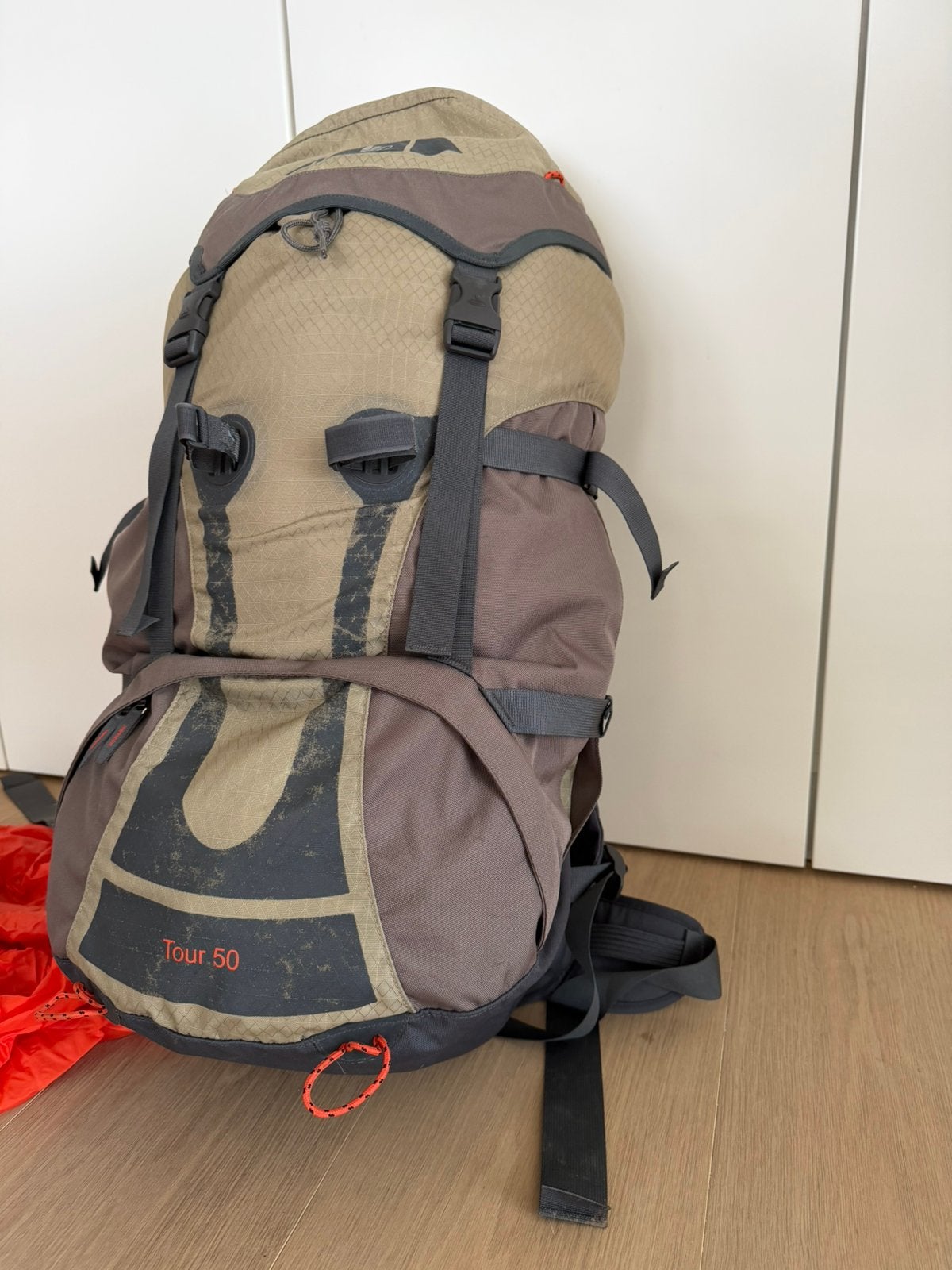 Tour rugzak Vaude 50 l met regencover, Gebruikt, 25 tot 40 cm, Waterdicht, 60 cm of meer