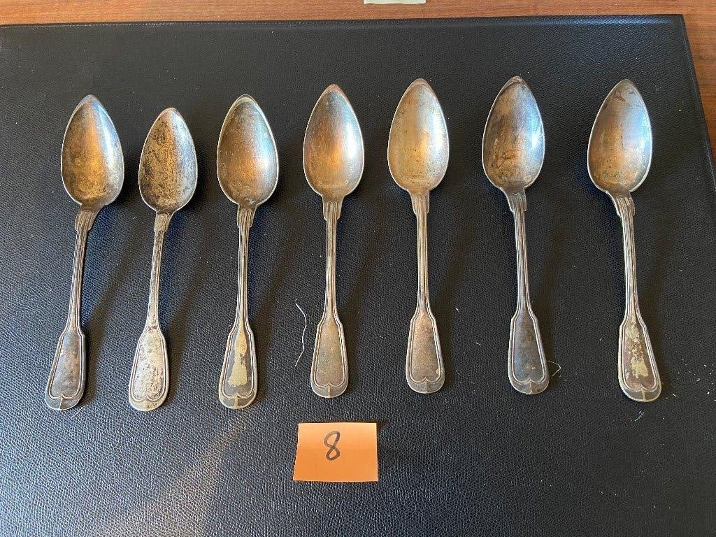Verzilverd 7 lepels, Antiek en Kunst, Ophalen, Zilver