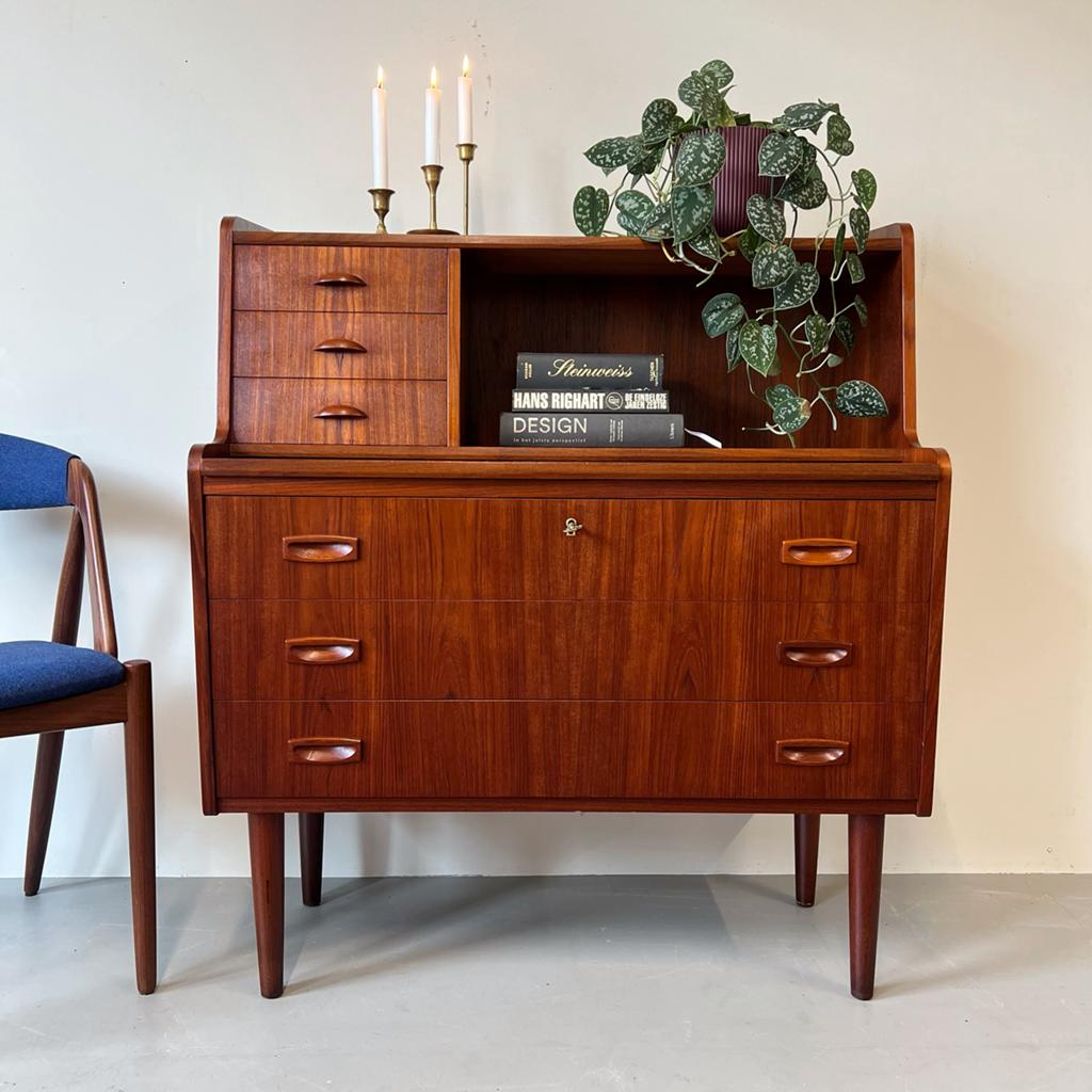 - Vintag Deens secretaire, chatol, teak -, Huis en Inrichting, Ophalen of Verzenden, Gebruikt