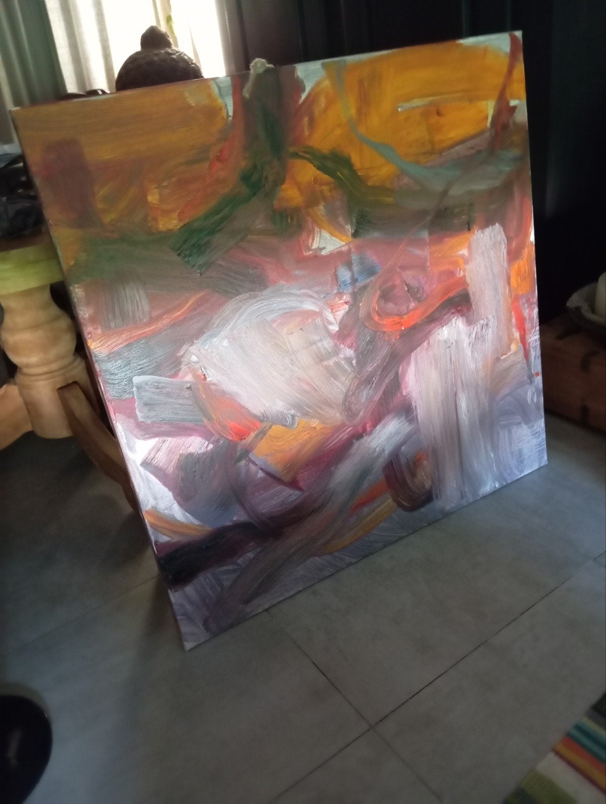 Groot schilderij 1 m op 1m, Ophalen of Verzenden