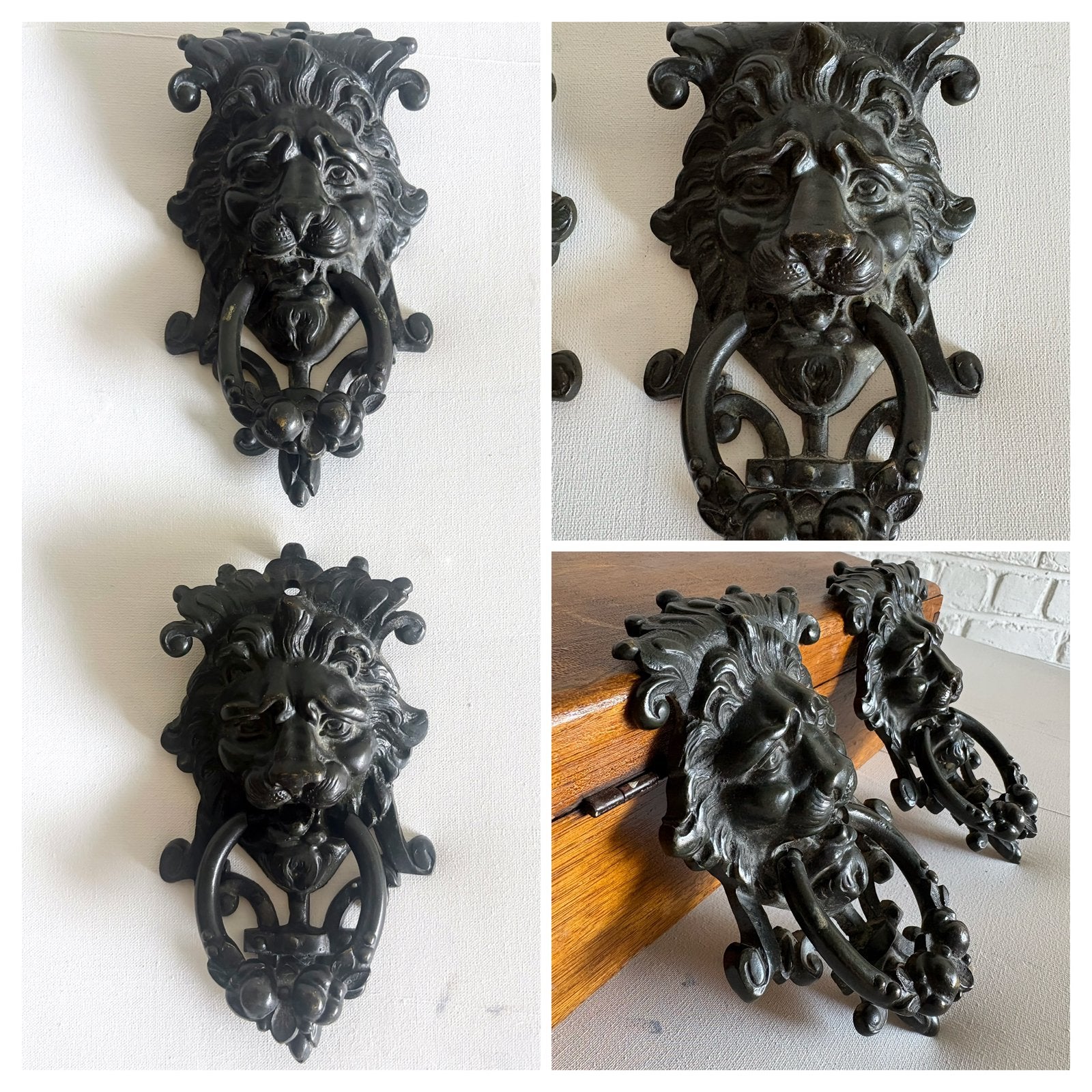 2 heurtoirs de porte bronze Tête de Lion / 1724 Vander Heght, Enlèvement ou Envoi, Bronze