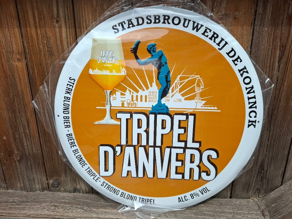 Reclamebord Tripel D'Anvers (De Koninck), Verzamelen, Ophalen of Verzenden, Nieuw, Reclamebord, Plaat of Schild, De Koninck