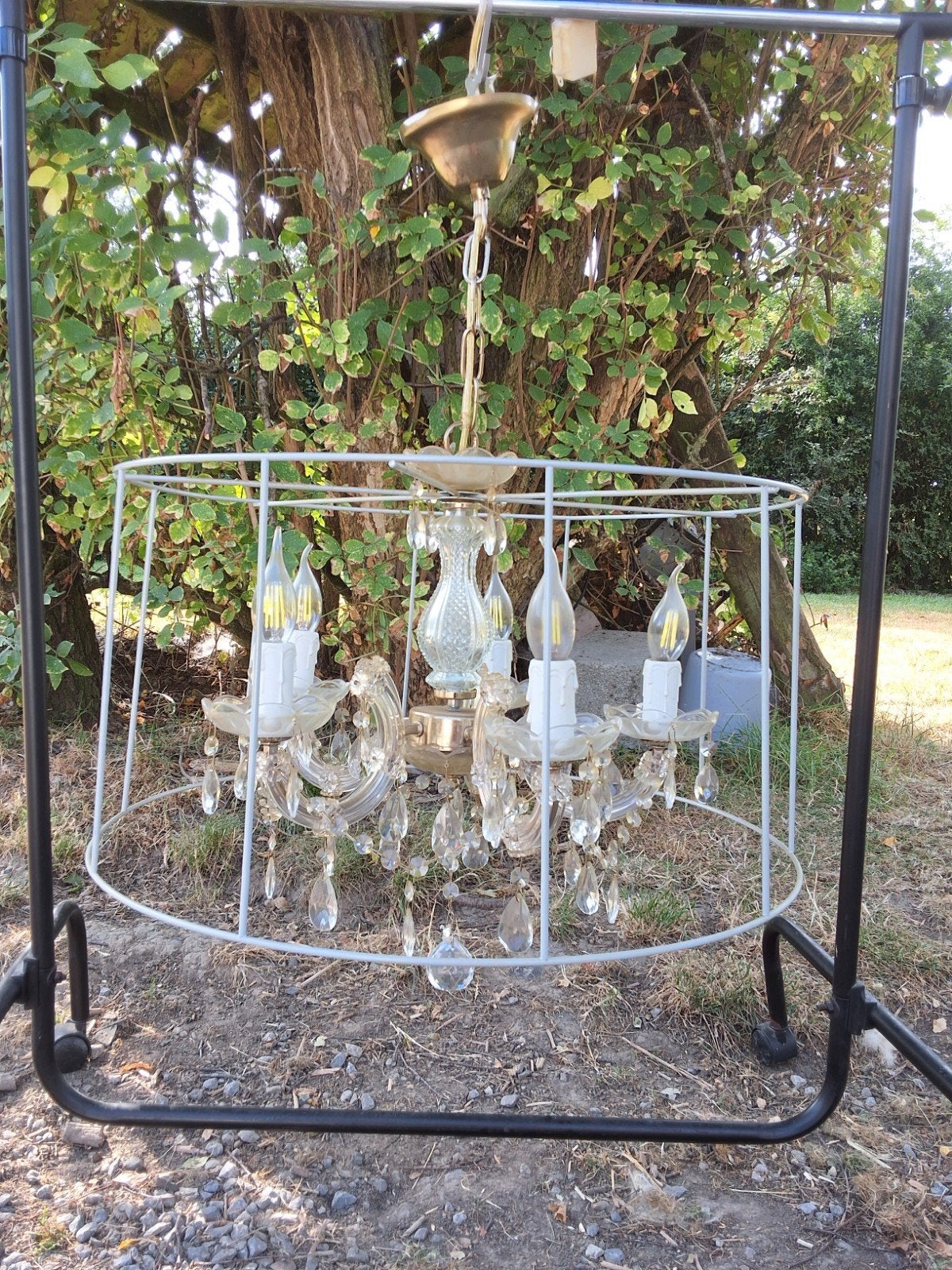 Lustre shabby complet à donner, Maison & Meubles, Lampes | Lustres, Enlèvement, Utilisé, Verre, Shabby
