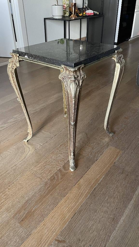 2 stuks bijzettafel messing/marmer, Antiek en Kunst, Ophalen