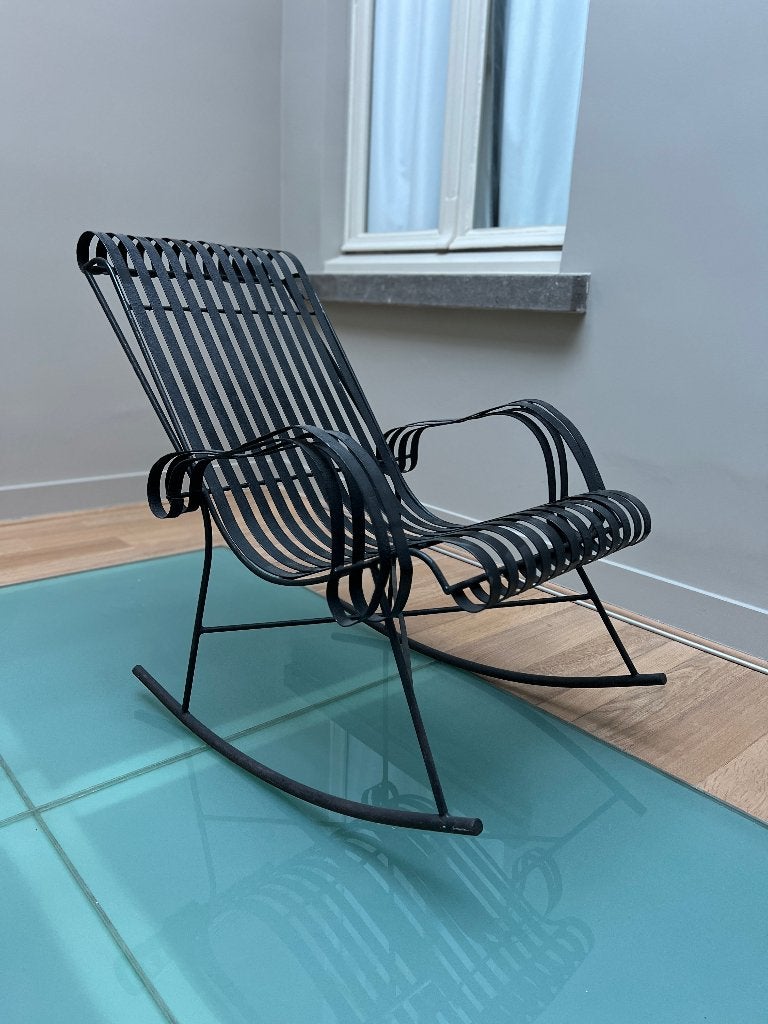 Fauteuil à bascule vintage en métal — design sculptural, Enlèvement