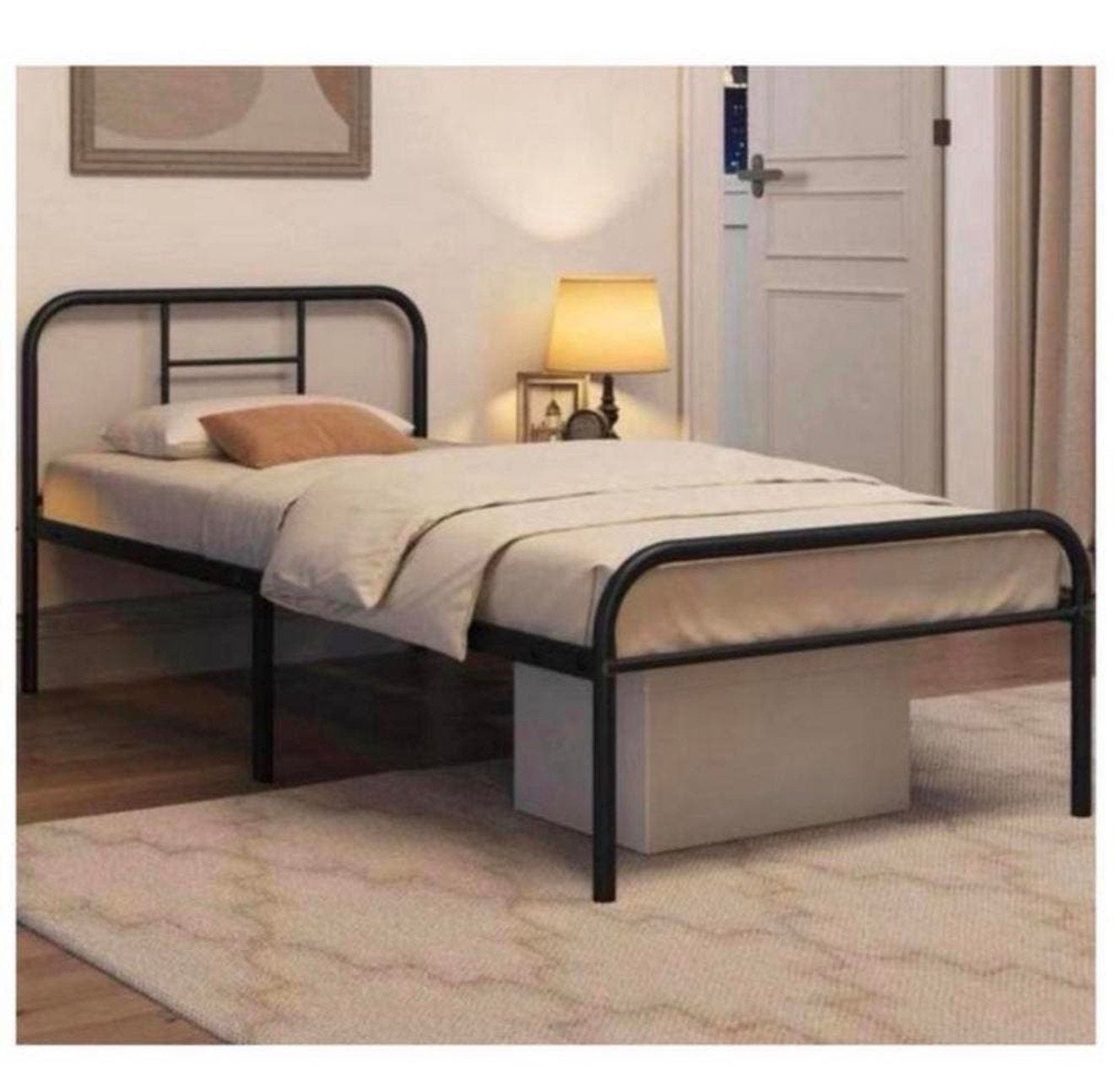 Yaheetech metalen bed bedframe met lattenbodem 190 x 90 CM, Huis en Inrichting, Slaapkamer | Bedden, 90 cm, Eenpersoons, Zwart