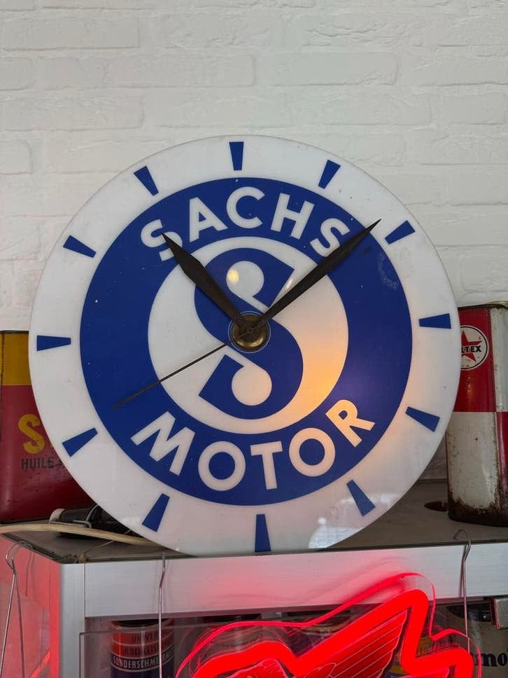 Vintage Sachs Motor Lichtreclame Klok