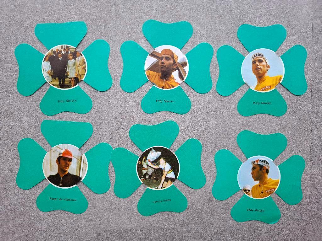 Stickers wielrenners -Merckx, R De Vlaemink, Sercu, Ophalen of Verzenden, Zo goed als nieuw, Meerdere stickers