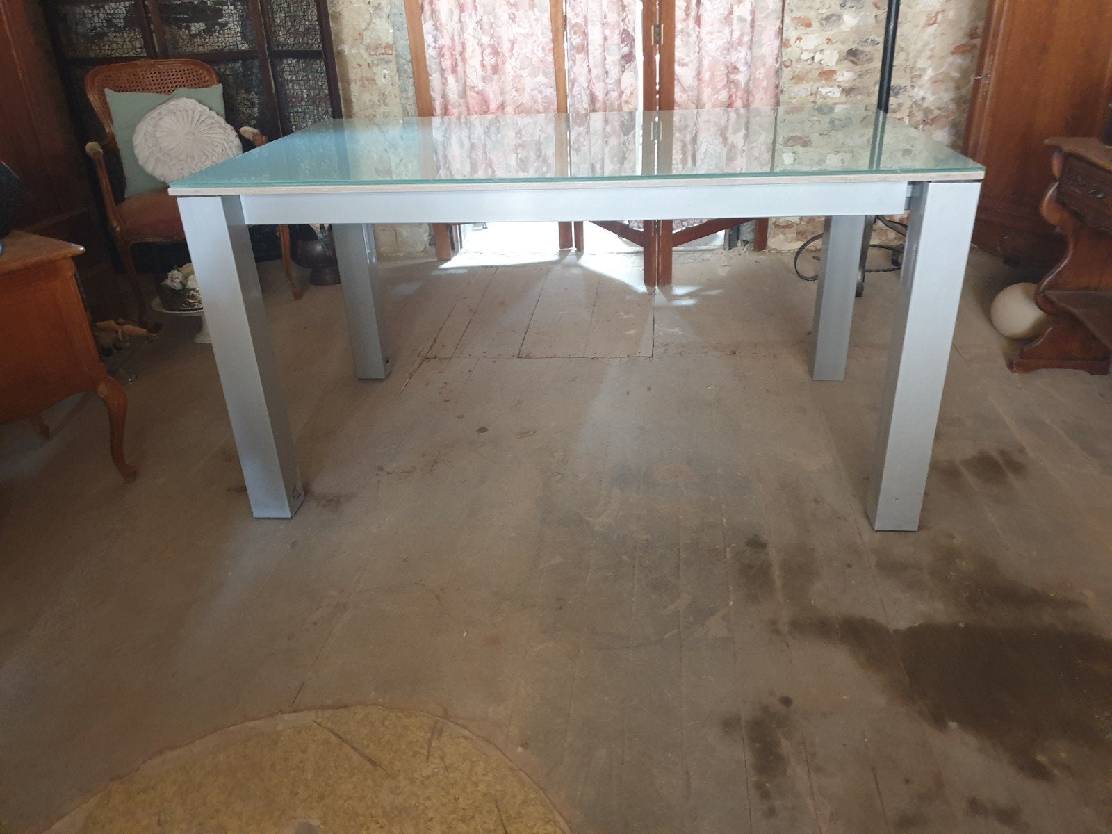 eettafel met glazen blad, Enlèvement, Verre