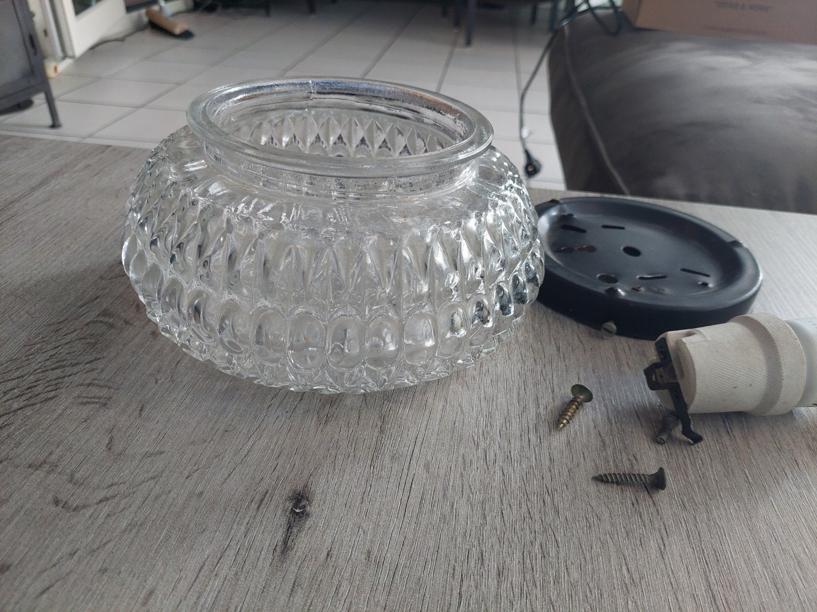 Plafondlamp, Ophalen, Glas, Plafondlamp, Vintage