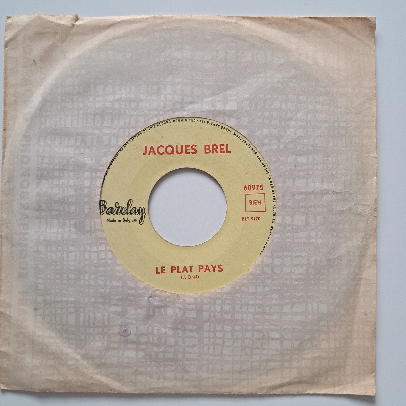 Single Jacques BREL - LE PLAT PAYS, Cd's en Dvd's, Ophalen