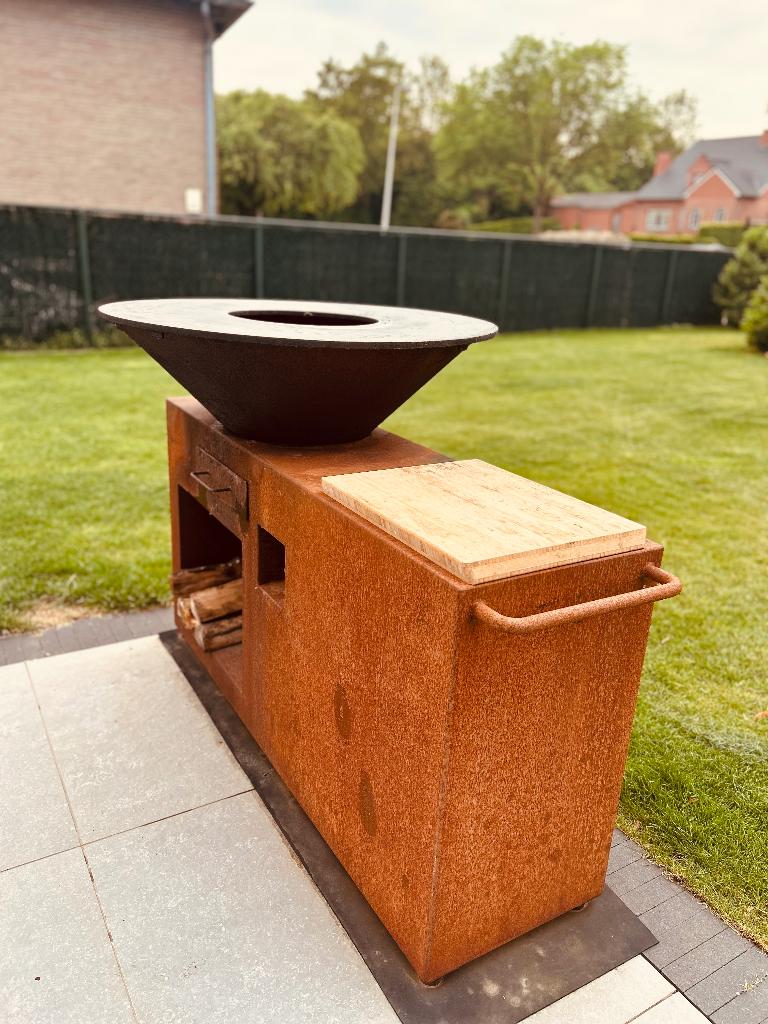Plancha - Ofyr en acier corten et plaque de cuisson revêtue, Enlèvement, Autres essences de bois, Bûches