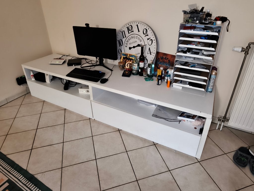 Meuble TV / Meuble bas blanc, Maison & Meubles, Enlèvement, Utilisé, 50 à 75 cm, 200 cm ou plus