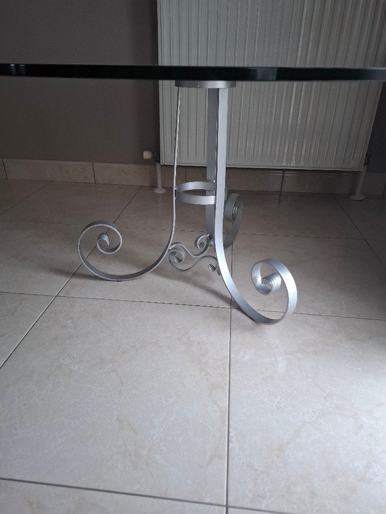 Salontafel met glazen blad Ø 100 cm, Ophalen