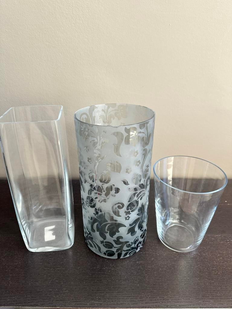 Lot de 3 vases en verre, Enlèvement, Comme neuf, Verre
