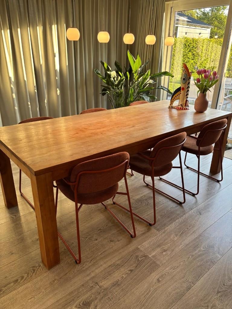 Eettafel teak 240 cm x 100 cm, Teck, 100 à 150 cm, 200 cm ou plus, Cinq personnes ou plus
