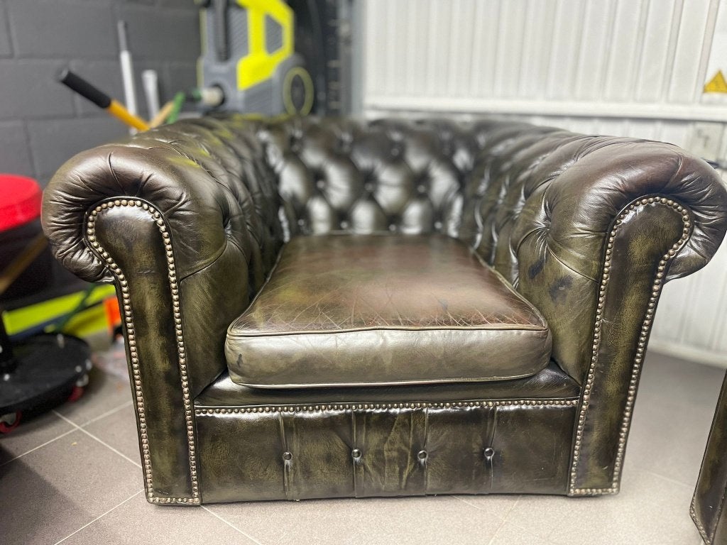 superbe Chesterfield Fauteuils, Maison & Meubles, Fauteuils, Enlèvement, Utilisé, Cuir