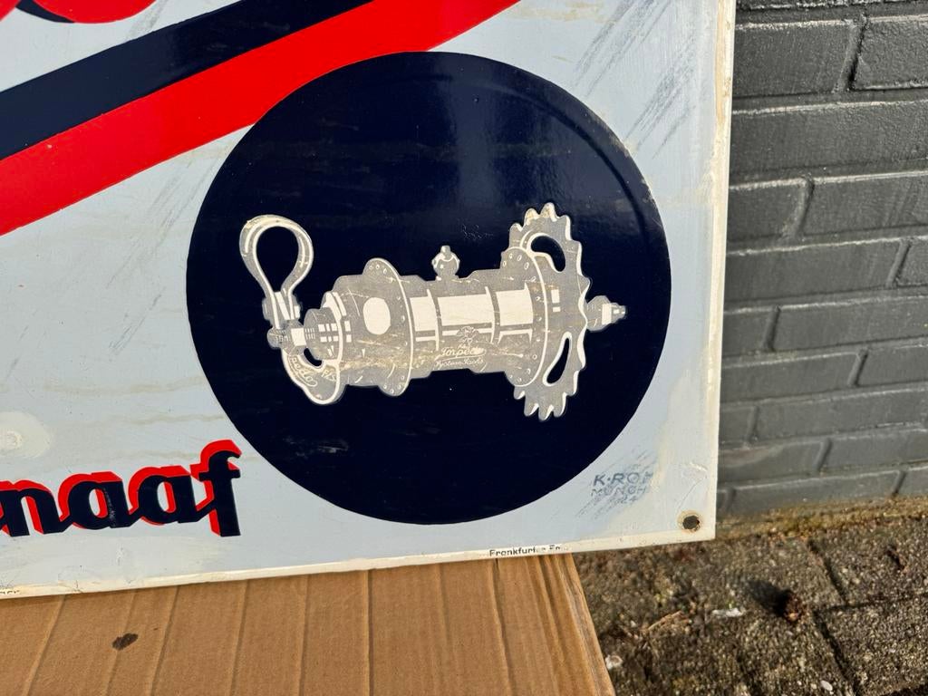 Grand panneau d'affichage en émail Torpedo ancien, Enlèvement, Utilisé, Panneau publicitaire