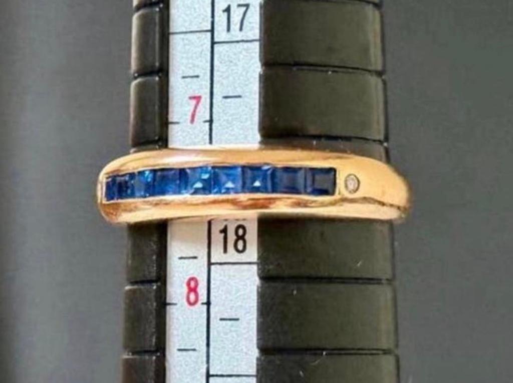 18 karaat gouden ring natuurlijke diamant en saffier!, Handtassen en Accessoires, Ringen, Geel, Ophalen of Verzenden, 17 tot 18