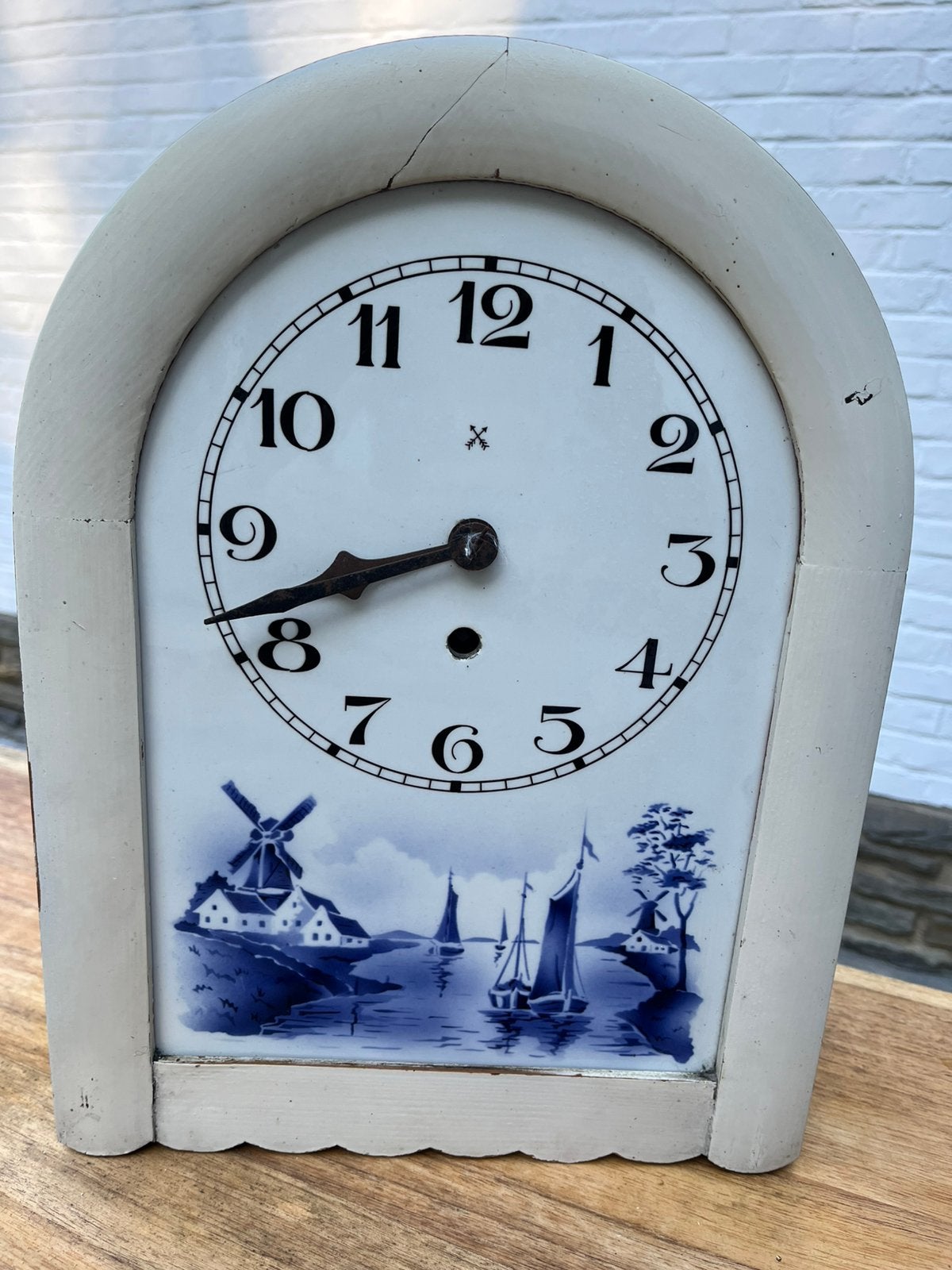 Ancienne horloge murale avec decor Delft, Enlèvement, Utilisé, Horloge murale