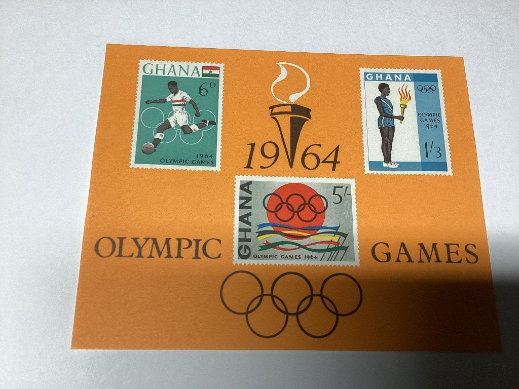 Bloc de timbres des Jeux Olympiques de 1964 au GHANA, Enlèvement ou Envoi, Non oblitéré, Sport