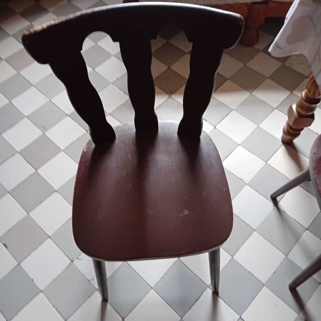 Table et chaises de salle à manger ou cuisine, Maison & Meubles, Vintage, Brun, Enlèvement, Utilisé