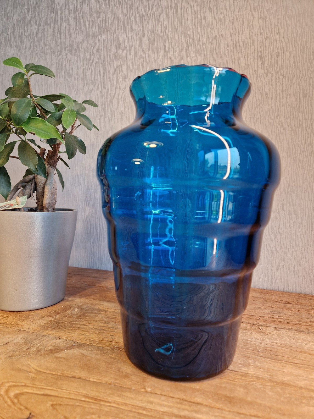 Vintage cobalt blauwe glazen vaas, Enlèvement ou Envoi