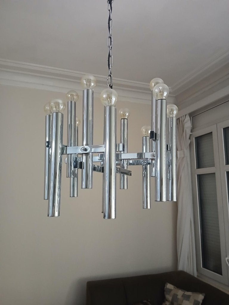 Vintage Gaetano Sciolari S.A. Boulanger Hanglamp 1970's, Enlèvement ou Envoi, Comme neuf, Métal