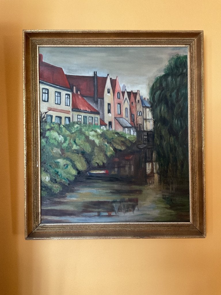 Schilderij Brugge, Antiek en Kunst, Ophalen, Doek, Gesigneerd, Olieverf