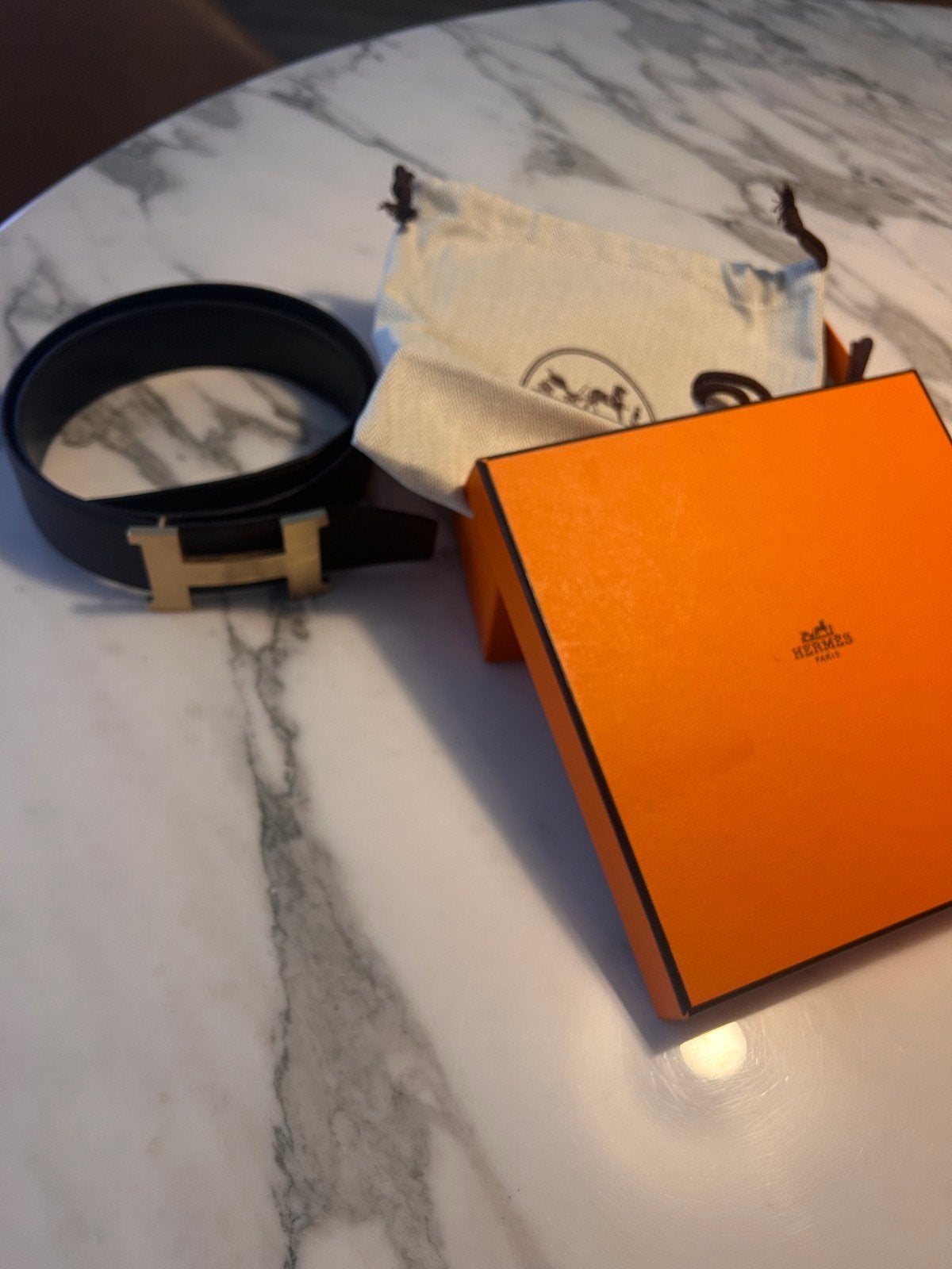Ceinture Hermès, Hermès, Cuir véritable, 95 à 105 cm, Brun