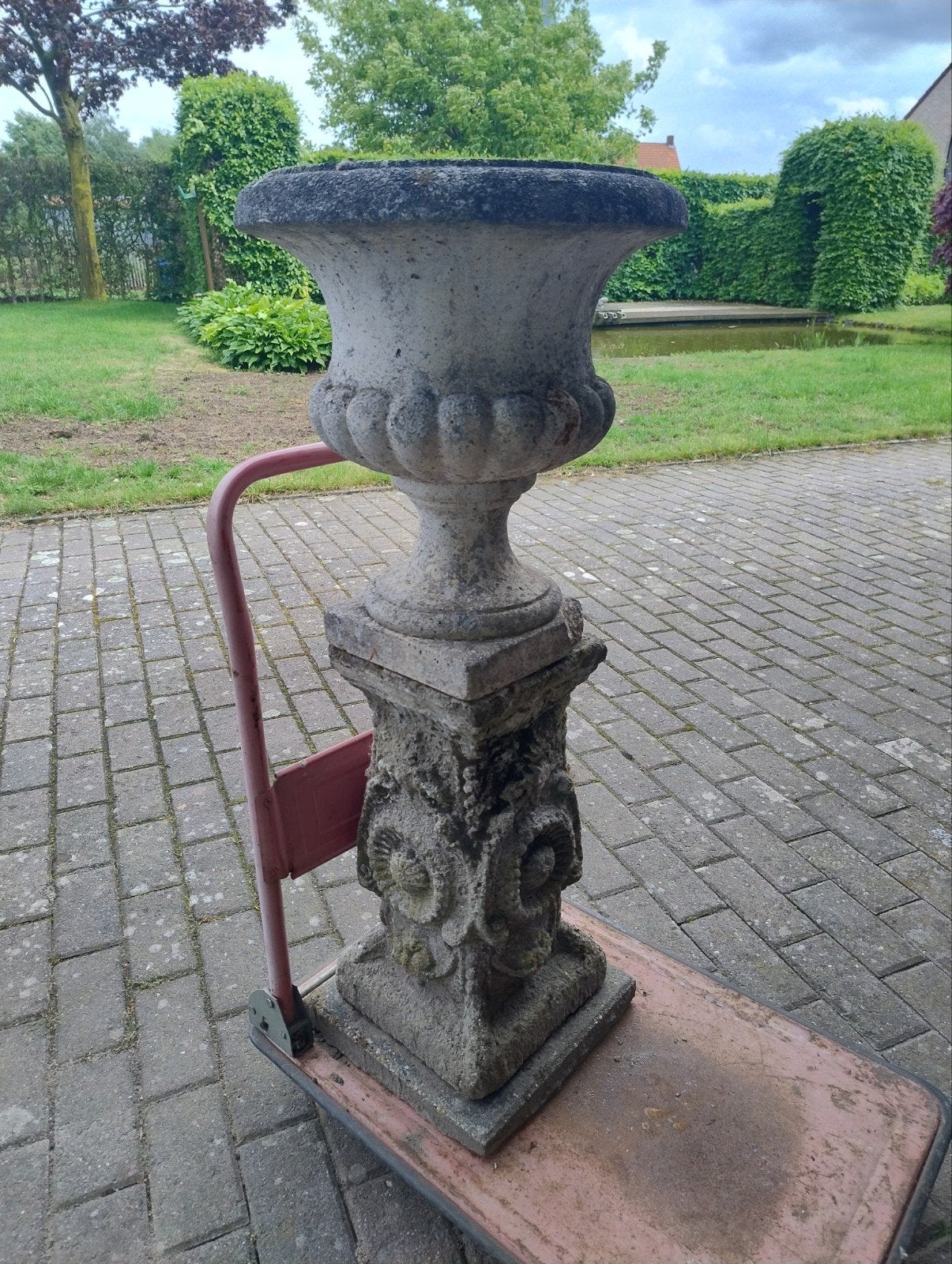 Tuinvaas op sokkel beton, Jardin & Terrasse, Vases de jardin, Enlèvement