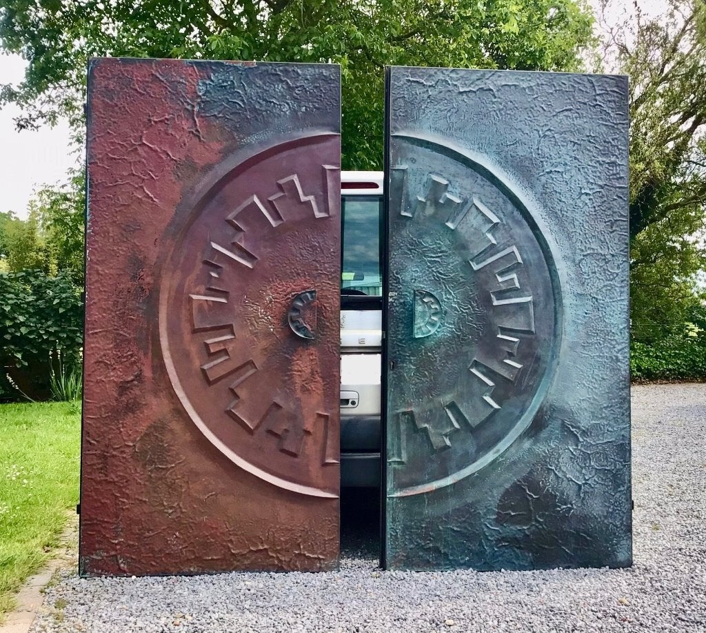 Brutalist Art Double Entrance Doors , Patinated Copper 1970s, Enlèvement, Utilisé