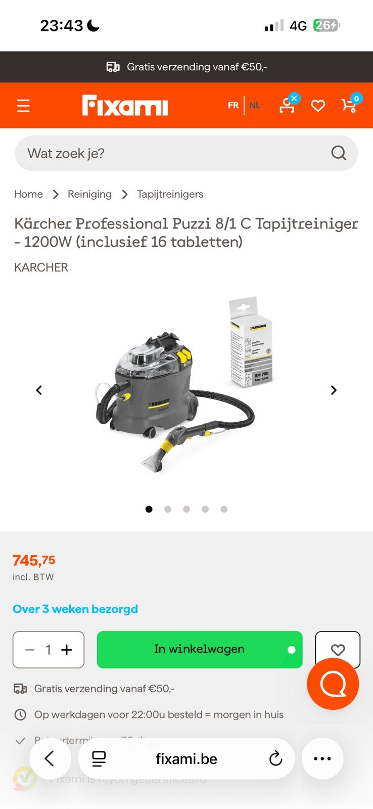 Shampouineuse neuve Karcher, Bricolage & Construction, Enlèvement, Comme neuf