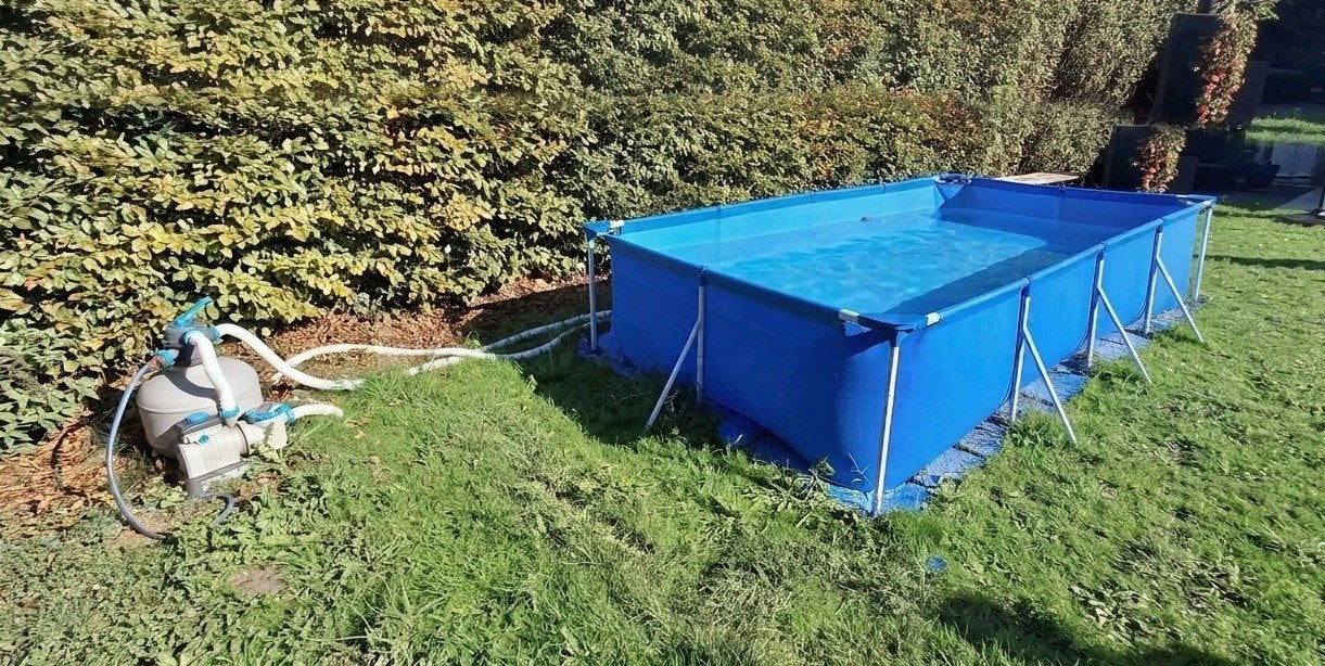 Bestway zwembad, optioneel met nieuwe grote glasfilter, Tuin en Terras, Ophalen, 200 tot 300 cm, Rechthoekig, Opzetzwembad