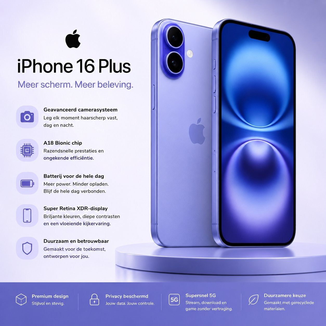 Iphone 16 plus - nieuwstaat, batterij 100%, Télécoms, Téléphonie mobile | Apple iPhone, 128 GB, Enlèvement ou Envoi, IPhone 16 Plus