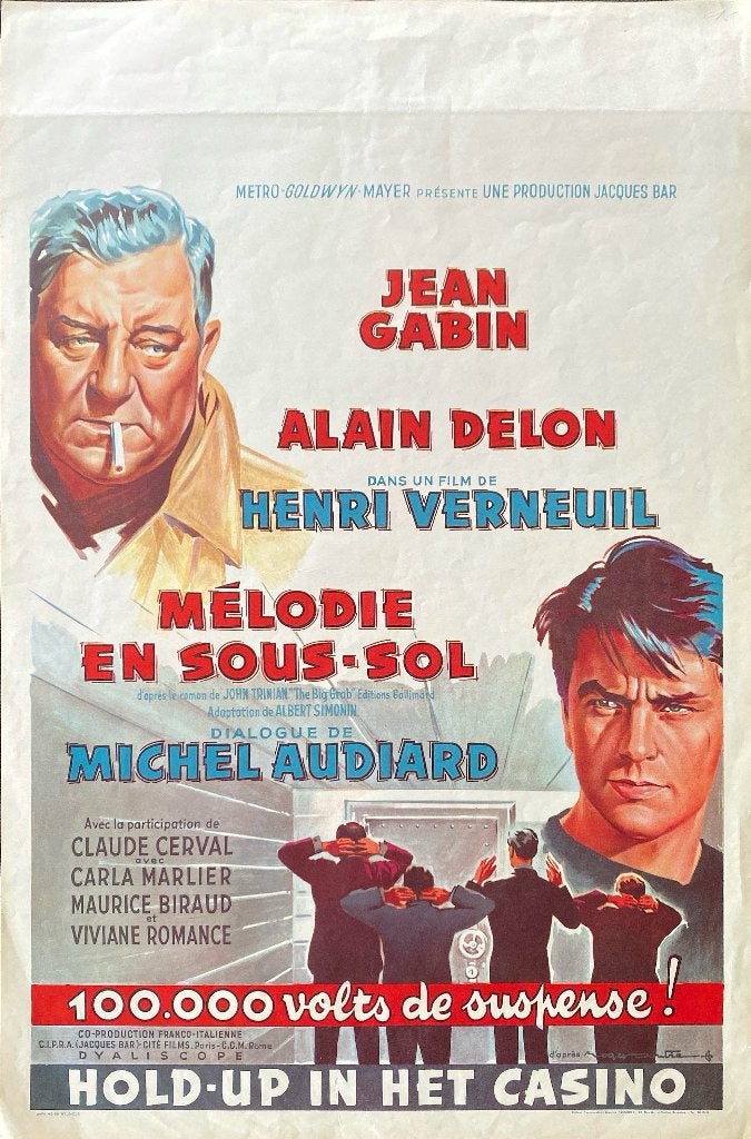 Originele filmposter "Mélodie en sous-sol" uit 1963, Verzamelen, Ophalen of Verzenden, Zo goed als nieuw, Film, Poster