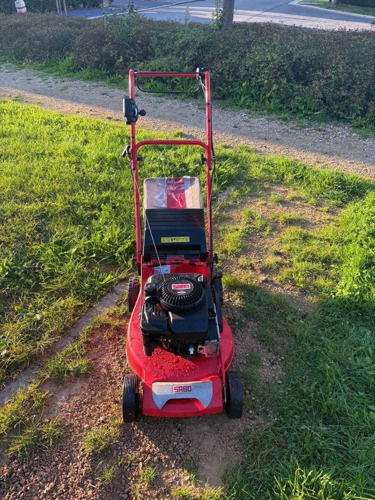 Grasmaaier Merk Sabo benzine zelftrekker maaibreedte 50 cm, Ophalen, Cirkelmaaier, Merk Sabo, Gebruikt