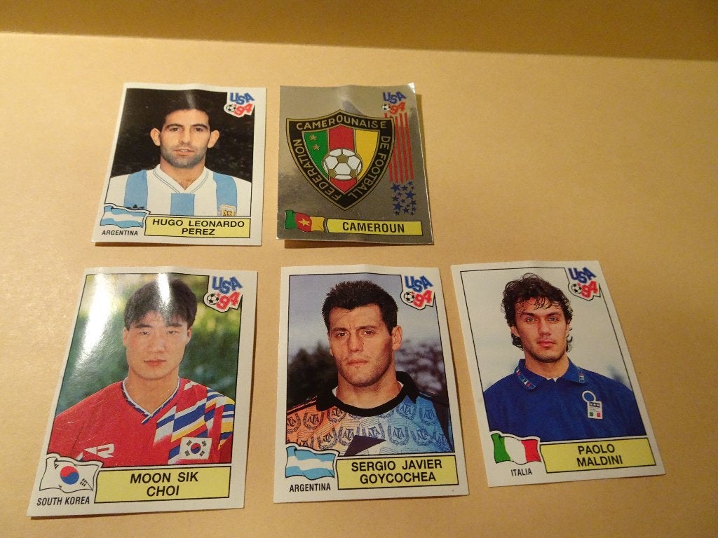 5 foto's Panini - Soccer WC USA 94, Ophalen of Verzenden, Zo goed als nieuw, Meerdere stickers