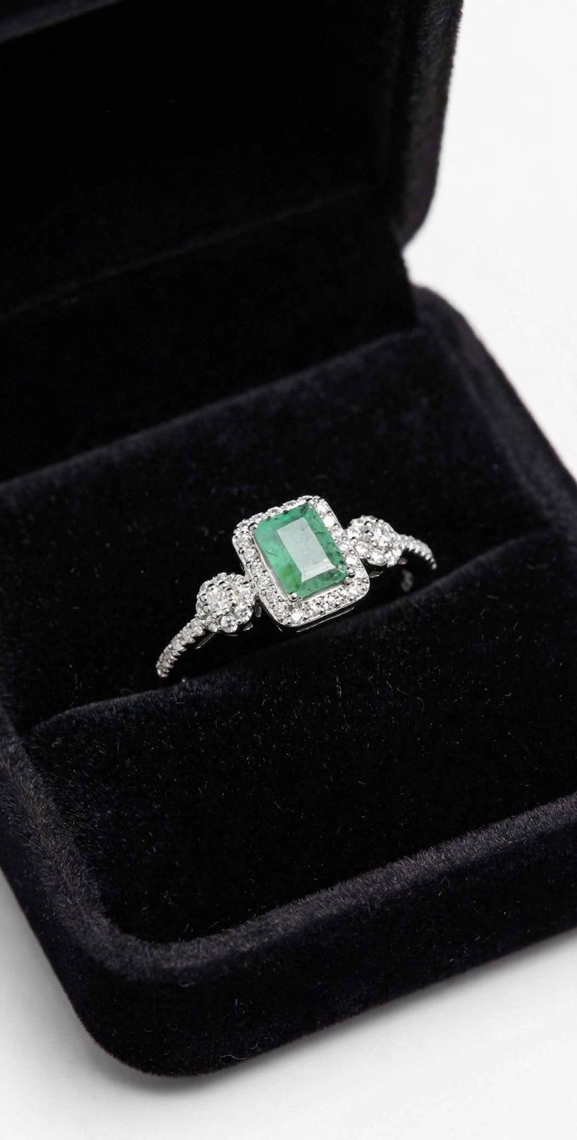 925 sterling zilveren ring met natuurlijke smaragd, Ophalen, Wit, Nieuw, Met edelsteen