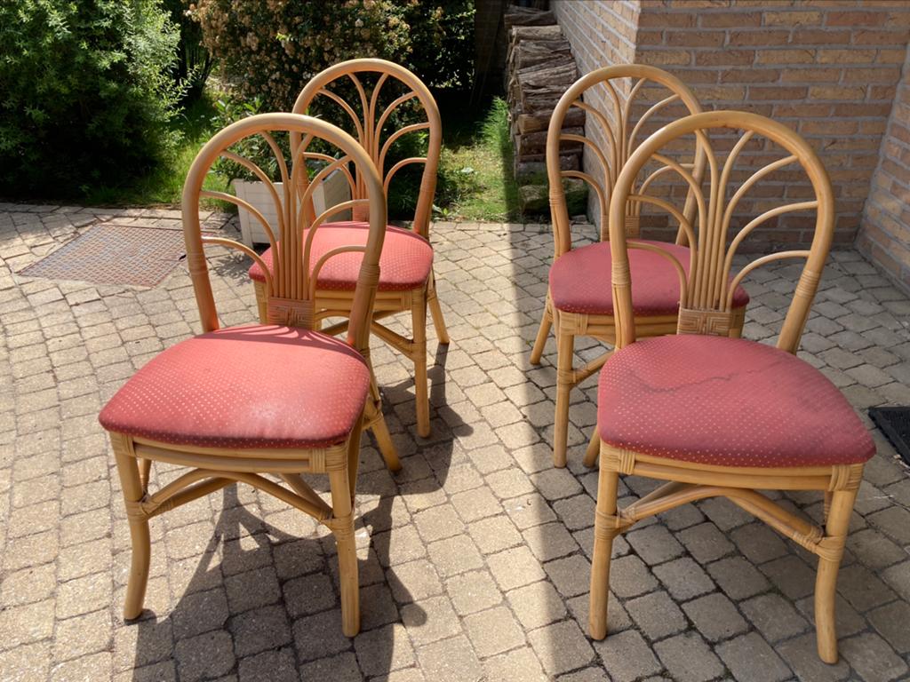 Lot de 4 chaises en rotin, Maison & Meubles, Chaises, Utilisé, Autres couleurs, Tissus, Quatre