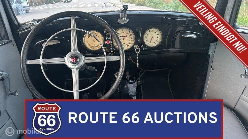 Mercedes-Benz 200 | 1935 | Route 66 Auctions, Zwart, Mercedes-Benz, Bedrijf, Handgeschakeld