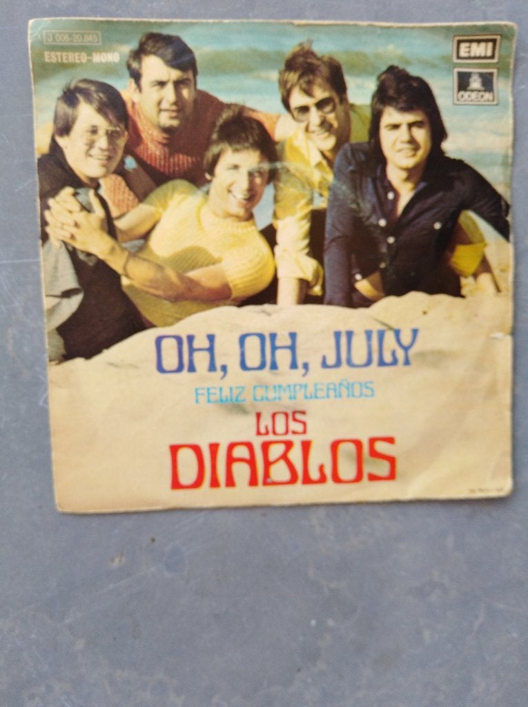 LOS DIABLOS: "Oh, Oh, July", 7 inch, Zo goed als nieuw, Pop, Fotohoes