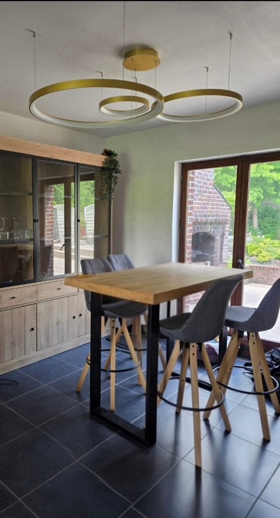 Ensemble table haute industrielle + 4 chaises, Maison & Meubles, Tables | Tables mange-debout, Comme neuf, Enlèvement