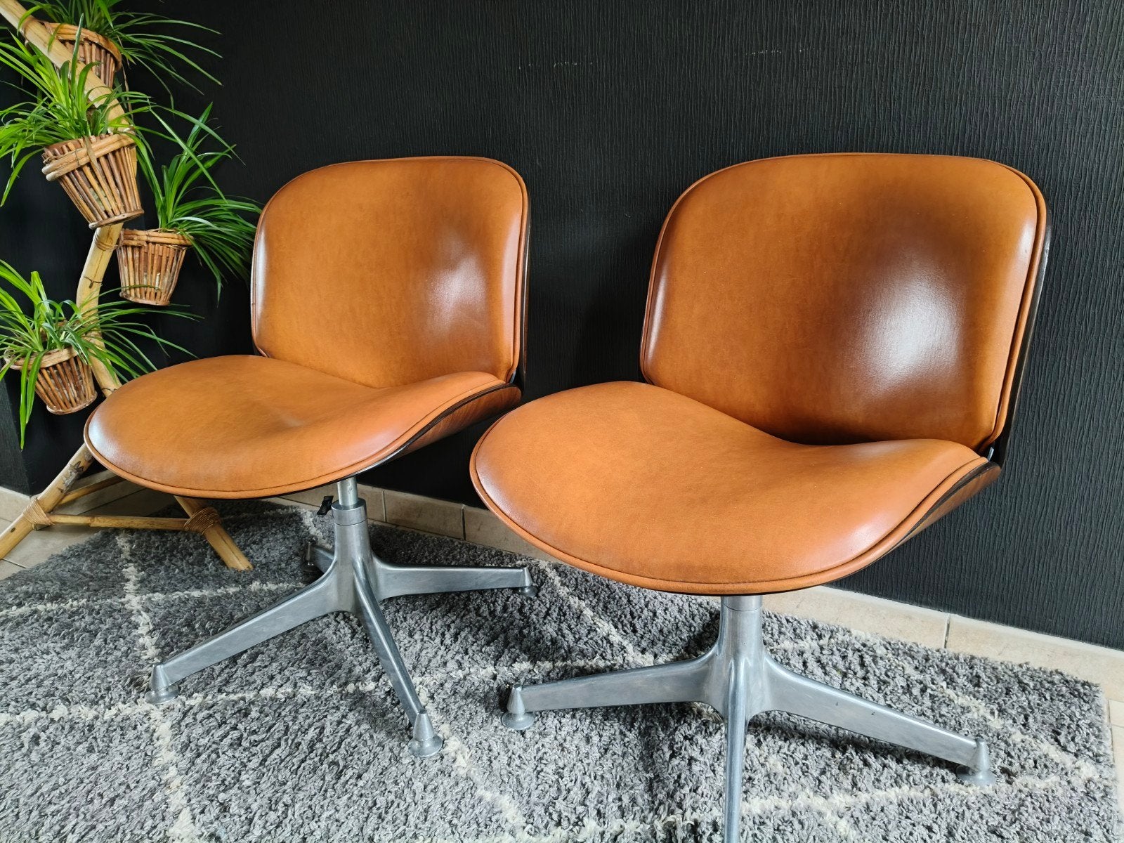 Paire de chaises de bureau vintage Ico Parisi MIM Roma, Maison & Meubles, Enlèvement, Bois