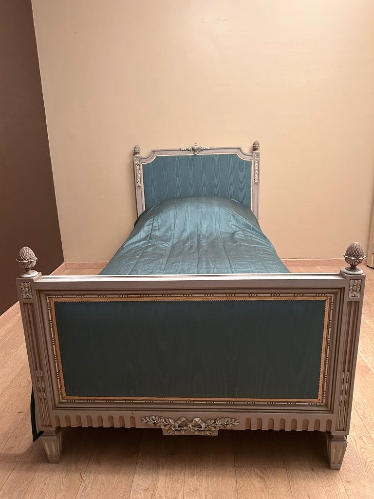 2 bedden (200x90) : neoklassiek, grijs, Ophalen, Gebruikt, 90 cm, Eenpersoons