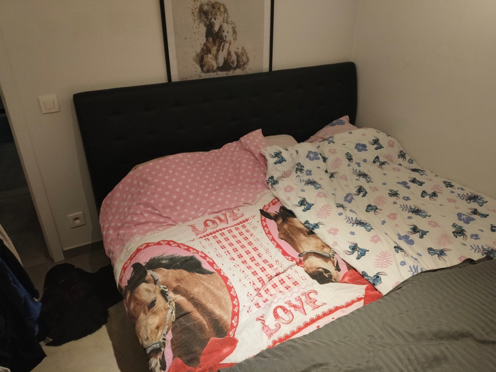2 persoons bed, Huis en Inrichting, Ophalen, Overige materialen, Gebruikt, Zwart