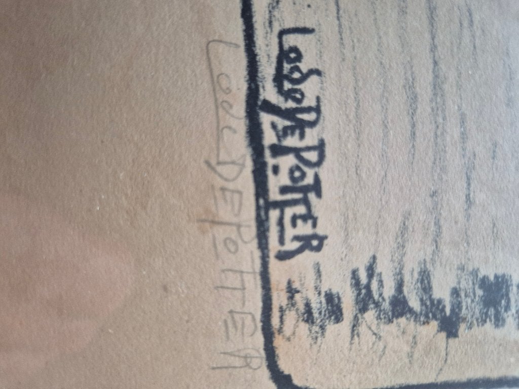 Schilderij lode de potter, Papier/karton, Gesigneerd, Overige technieken, Landschap