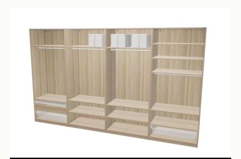 Pax dressing met toebehoren volgens render., Ophalen, Eikenhout, Zo goed als nieuw, 200 cm of meer